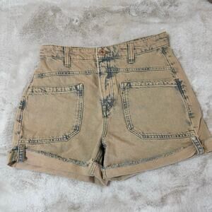We The Free Palmer Short Light Peachy Wash Button Fly Size 27 Raw Hem Boho